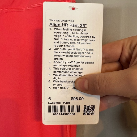 NWT Lululemon Coral Pink Align HR Leggings 25” - Picture 4 of 9